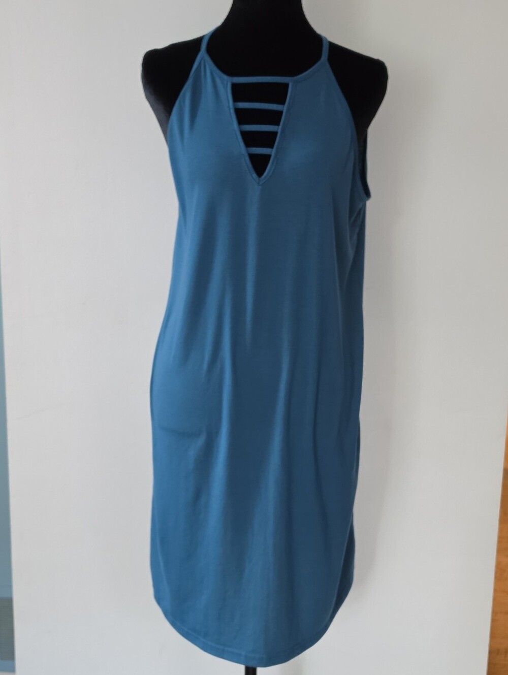 SHEIN Teal Blue Strappy-Detail Midi Dress